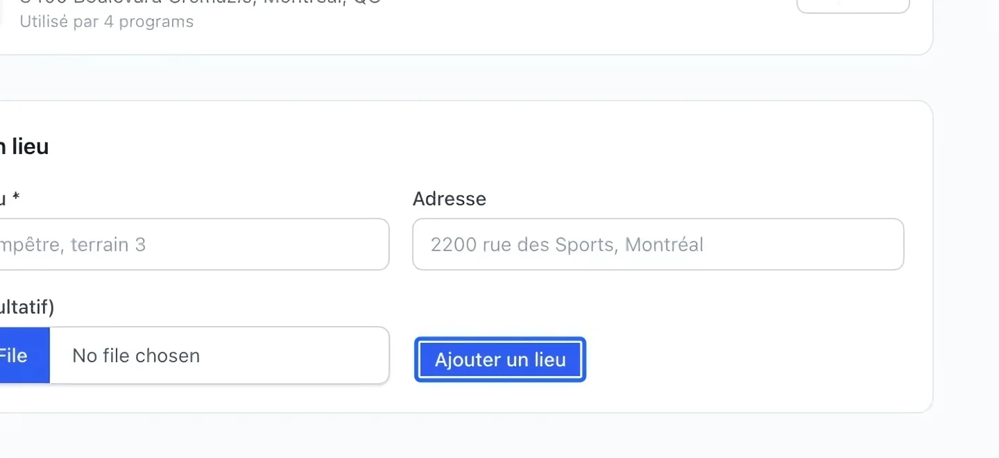 Capture : Enregistrer le lieu. Les cadres bleus indiquent les commandes décrites dans cette étape.