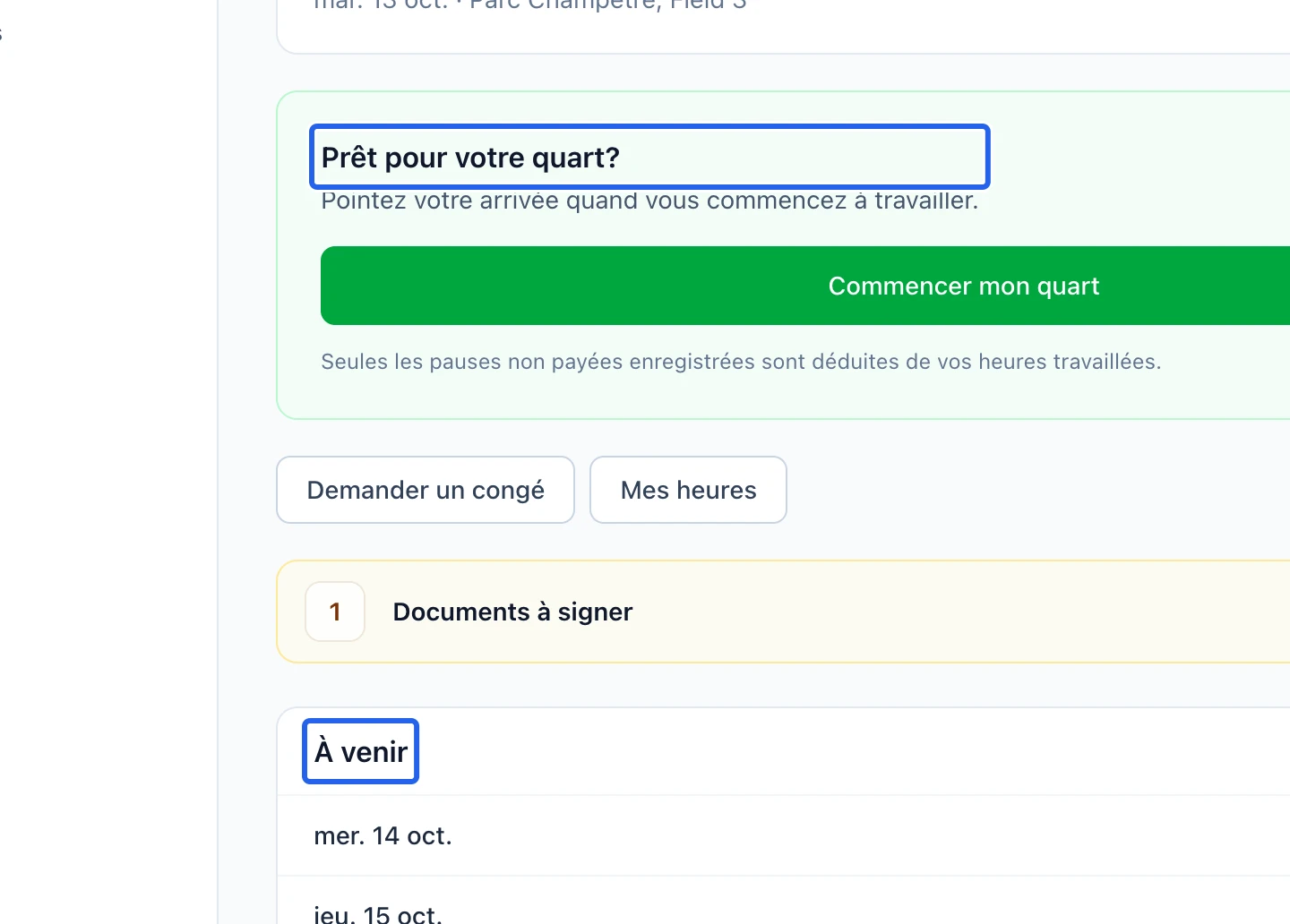 Capture : Ouvrir son espace personnel. Les cadres bleus indiquent les commandes décrites dans cette étape.